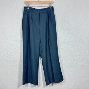 Funyyzo Trouser Pants Lg Wide Leg High Waist Elastic Stretch Forest Green Career